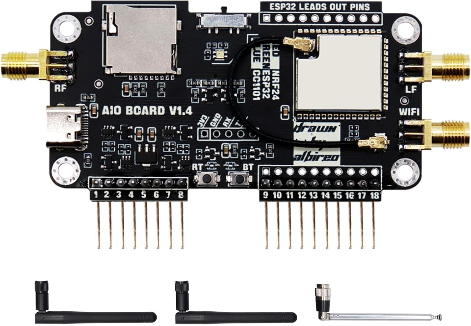 Carte d'extension CC1101 + NRF24 + ESP32 – flipper zero